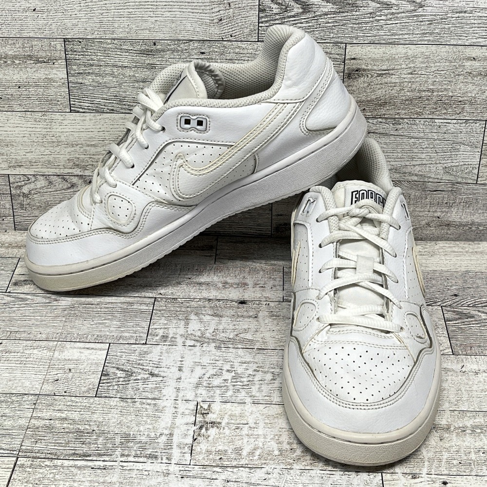 Nike Son Of Force Triple White Leather Trainer Sneakers Women 7.5 Youth‎ 6Y